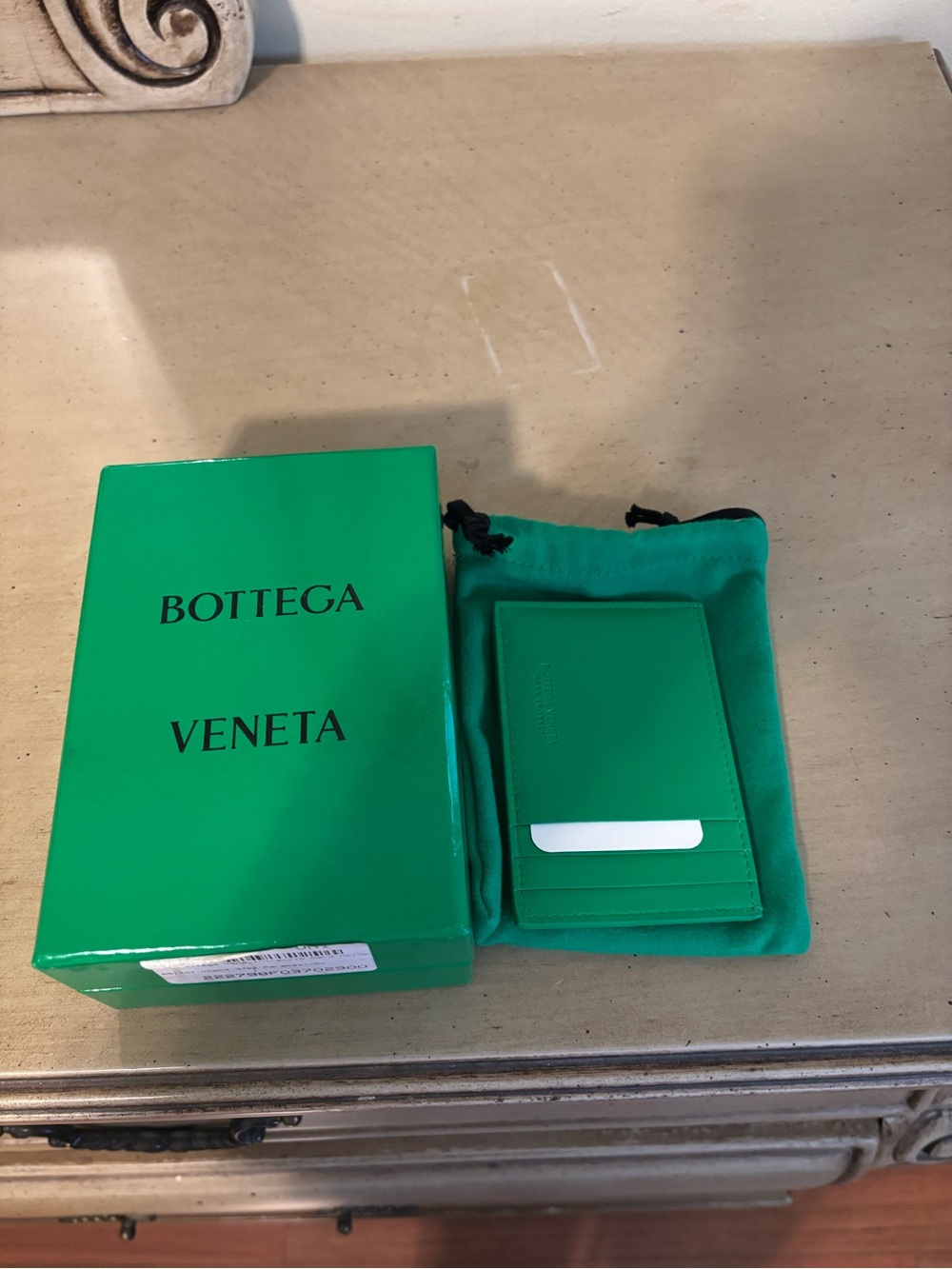 Bottega Veneta Bright Green Leather Card Holder with Pouch